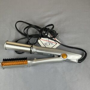 InStyler Rotating Hot Iron Brush 1.25" Barrel Silver Orange IS1001 Tested Used